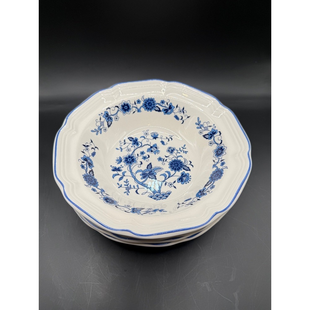 Hankook Korea Vintage set of 4 bowls "Seine Blue Onion"pattern‎ Cereal Dessert